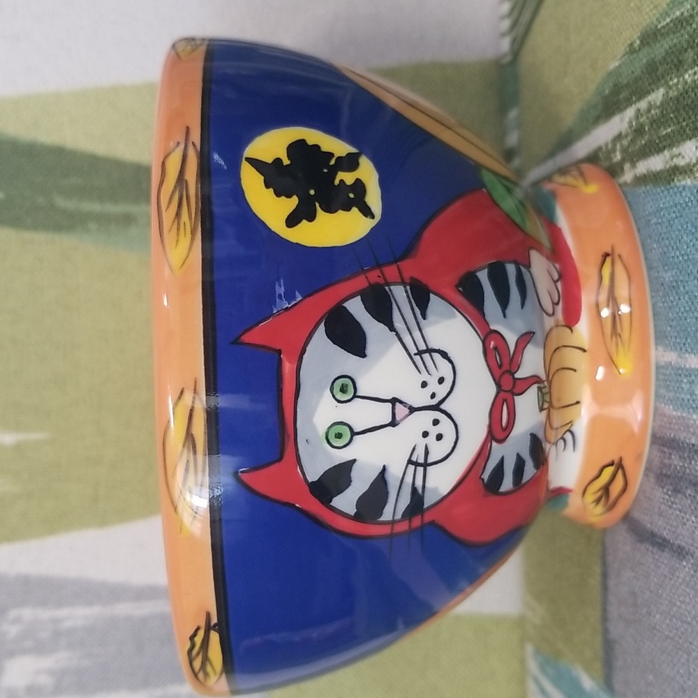 Catzilla Halloween Bowl Candace Reiter Wizard Cat Witchy Devil Hand Painted